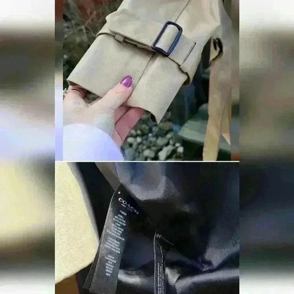 NWOT Coach Khaki and Leopard Belted Short trench coat size xs - Picture 8 of 17